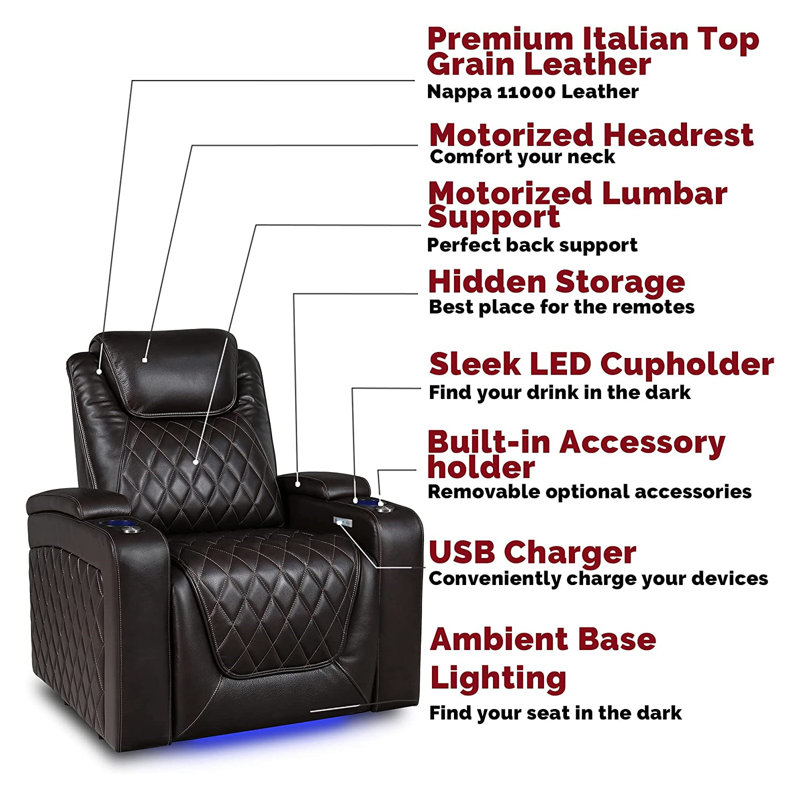 Valencia Theater Seating Leather Home Theater Seating with Cup Holder & Reviews Wayfair